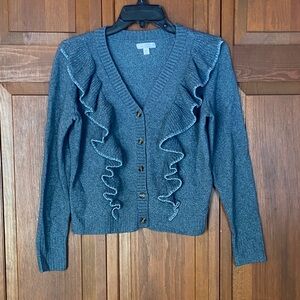 LC Lauren Conrad Charcoal Ruffle Cardigan